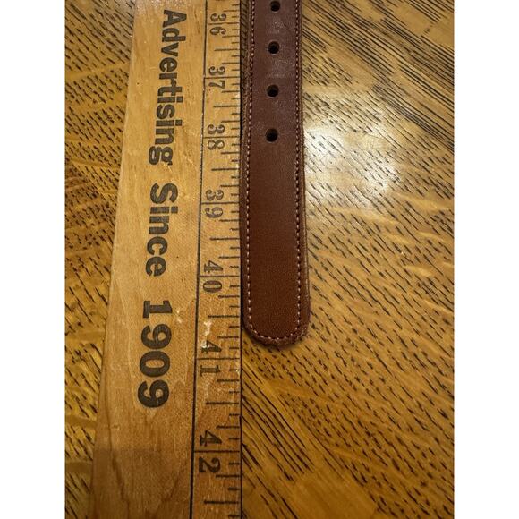 Coach Natural Linen Leather Belt Sz 38 Brick Red used 41” Long Preppy Academic - Picture 6 of 8
